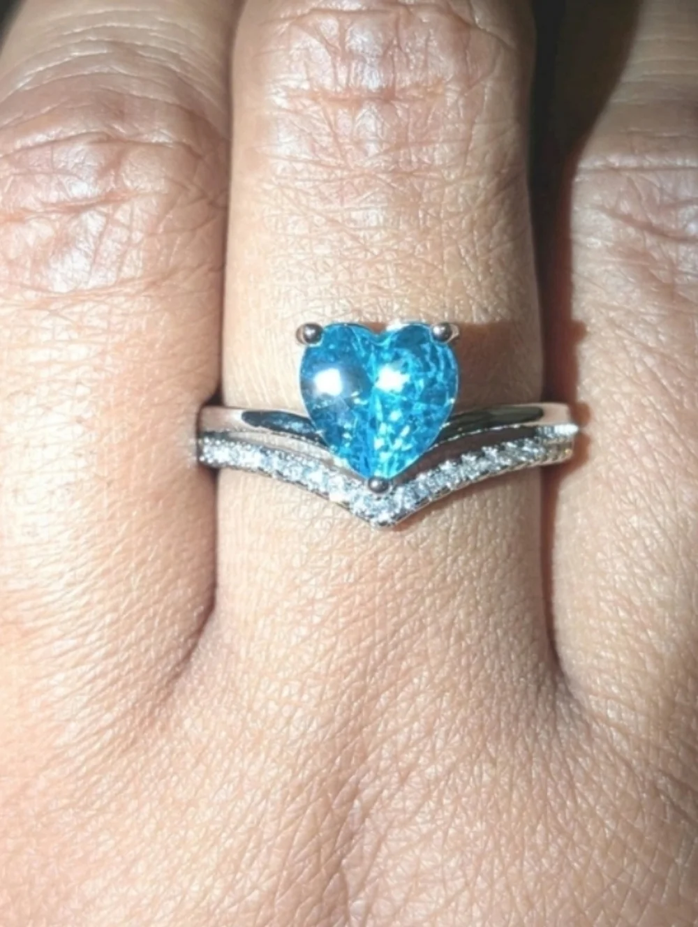 Lab-Created Blue Topaz 3ct Heart Cut Women's Engagement Ring White Gold Plated
